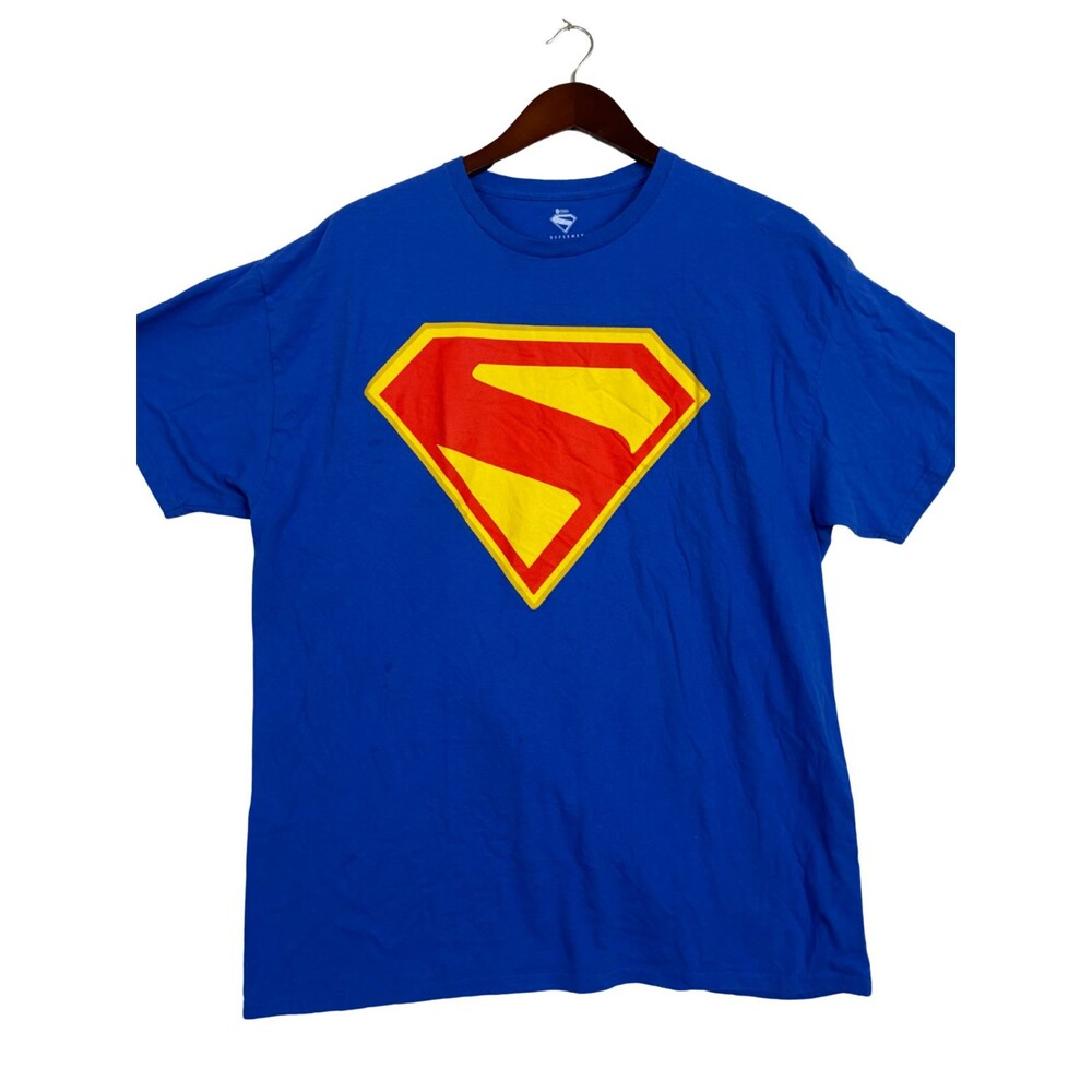 DC Superman Logo T-Shirt Men's XL Blue Classic Shield Superhero Graphic Tee